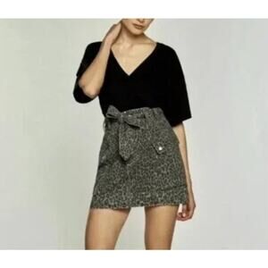Marissa Webb Belle Print Canvas‎ Skirt Olive Green NWT